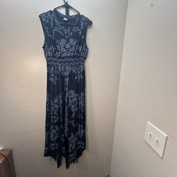 Bila Dresses & Skirts - Bila Floral Gauze Maxi Long Dress Women S Handkerchief‎ Hem Boho Hippie Smocked